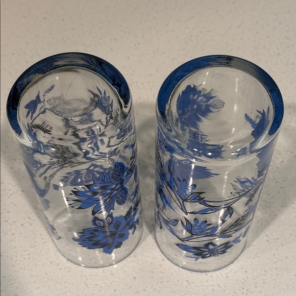 Libbey Floral Glasses with Blue and Black Design - Picture 4 of 4
